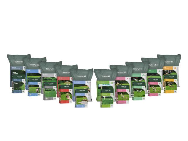 Photo of the Turfline mixture range on a green lawn